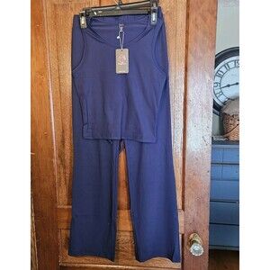 Bloggerlove Womens Medium Navy 2 Piece Jogger Outfit Set Trendy Matching New